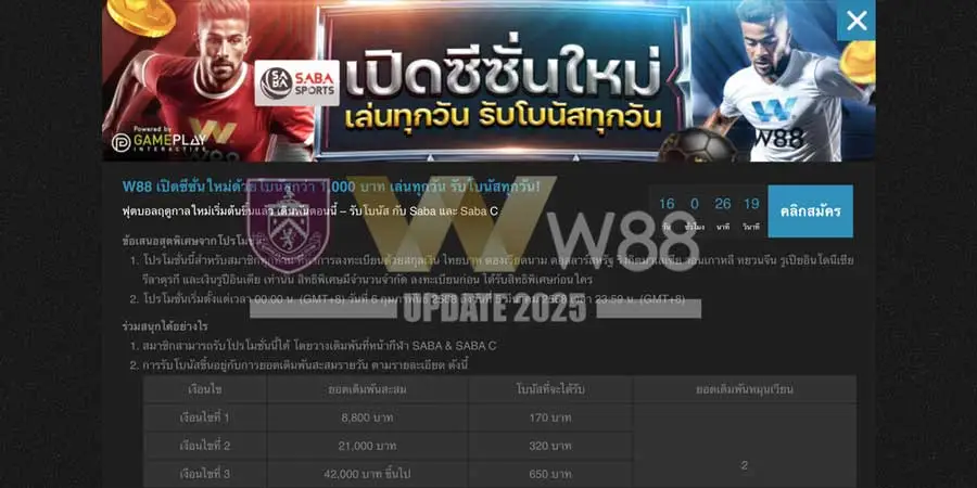 เปิดซีซั่นใหม่กับ W88 ด้วยการโบนัสสูงสุดกว่า 1,000 บาท